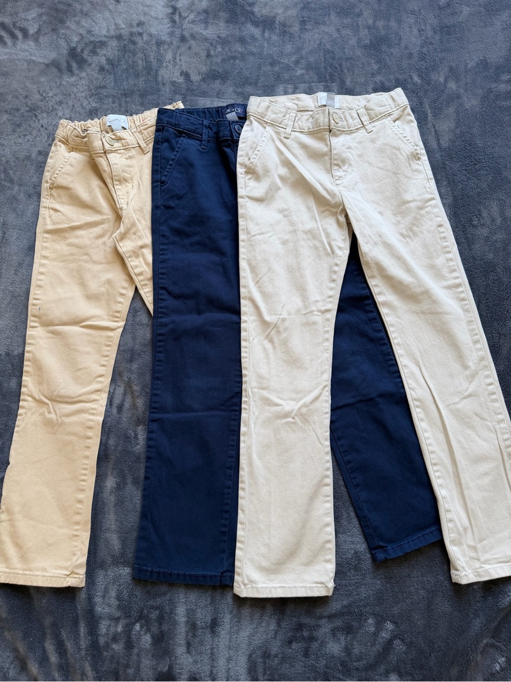 The Children’s Place Girls Size 8 Uniform Chino Pants Lot of 3 Navy Khaki Beige
